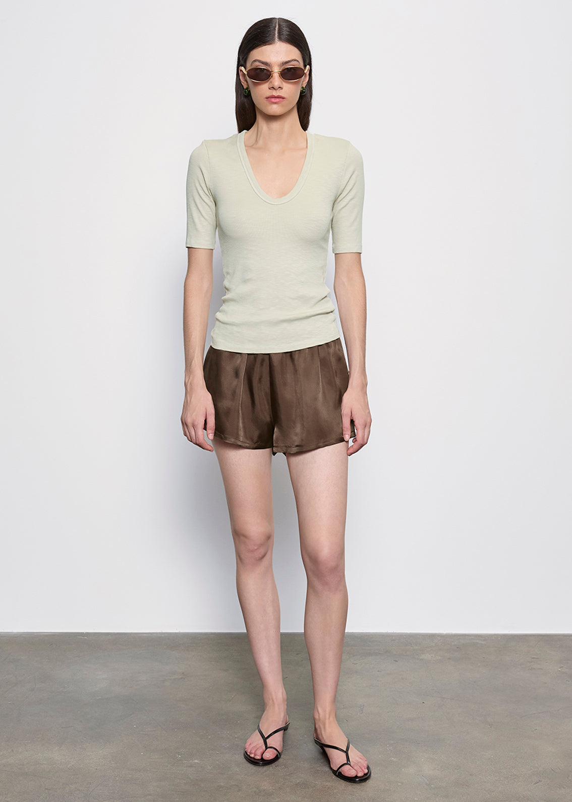 Textured Knit Half Sleeve U | Beach Glass