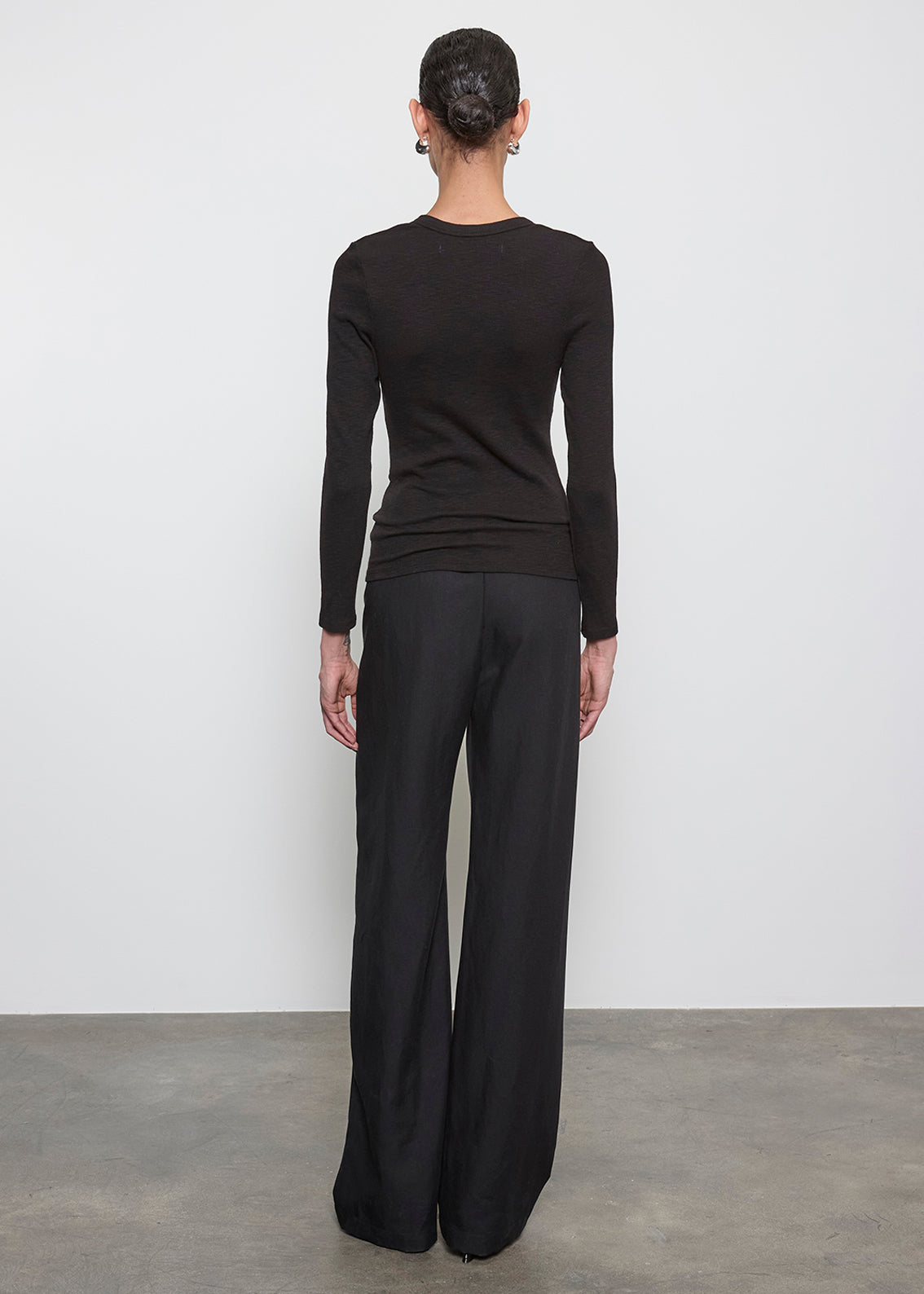 Textured Knit L/S U | Black