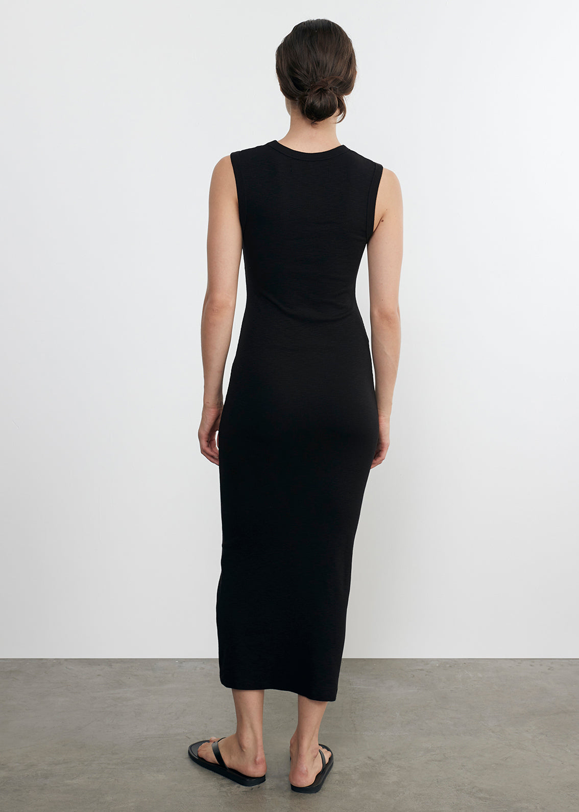 Textured Rib Sleeveless Maxi Dress | Black