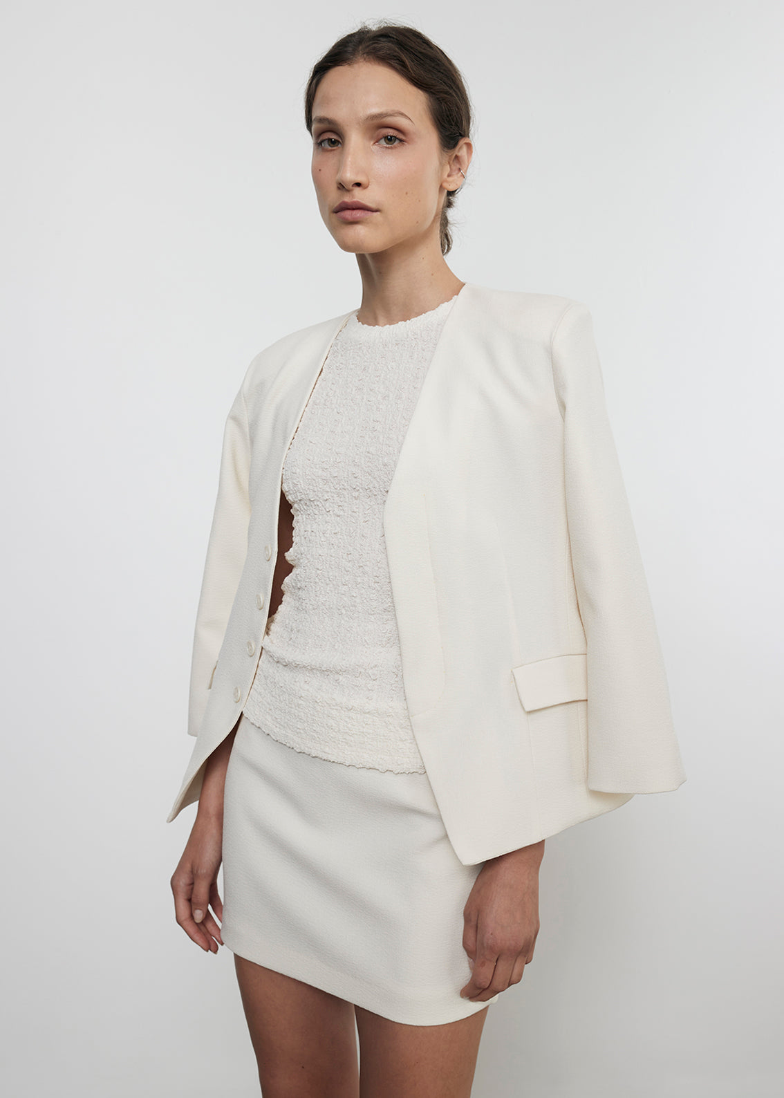 Crepe Sartorial Jacket | Cream