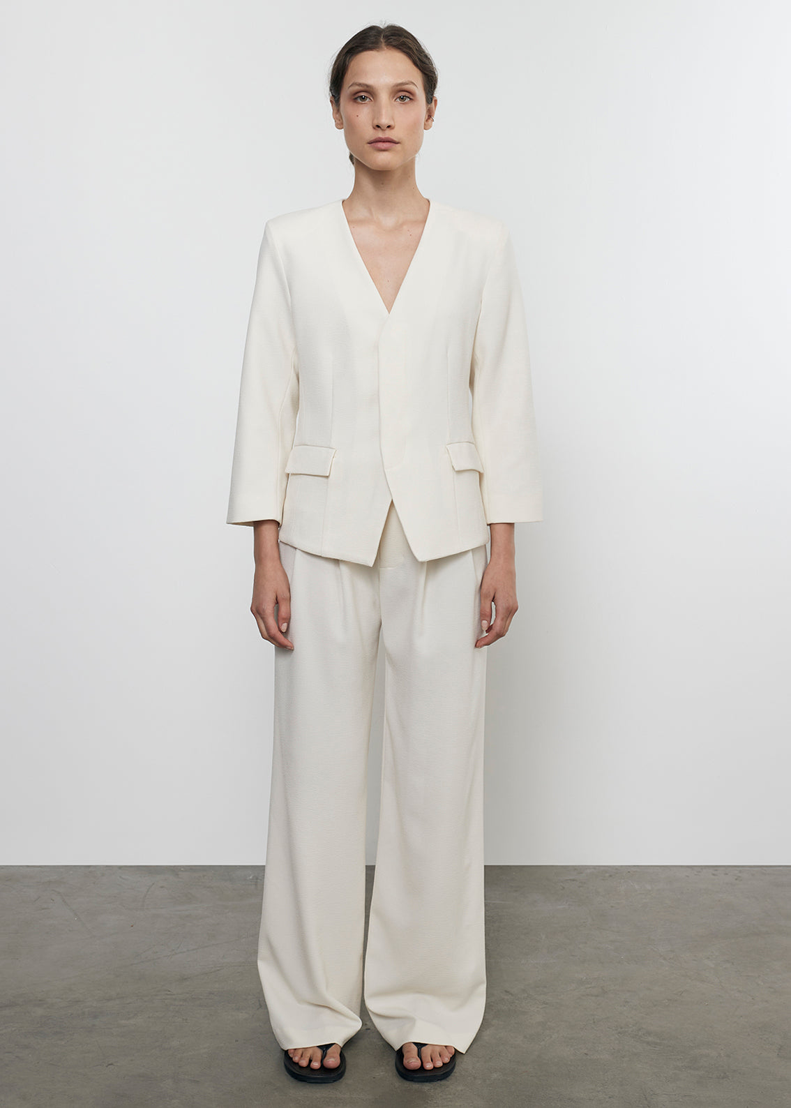 Crepe Sartorial Jacket | Cream