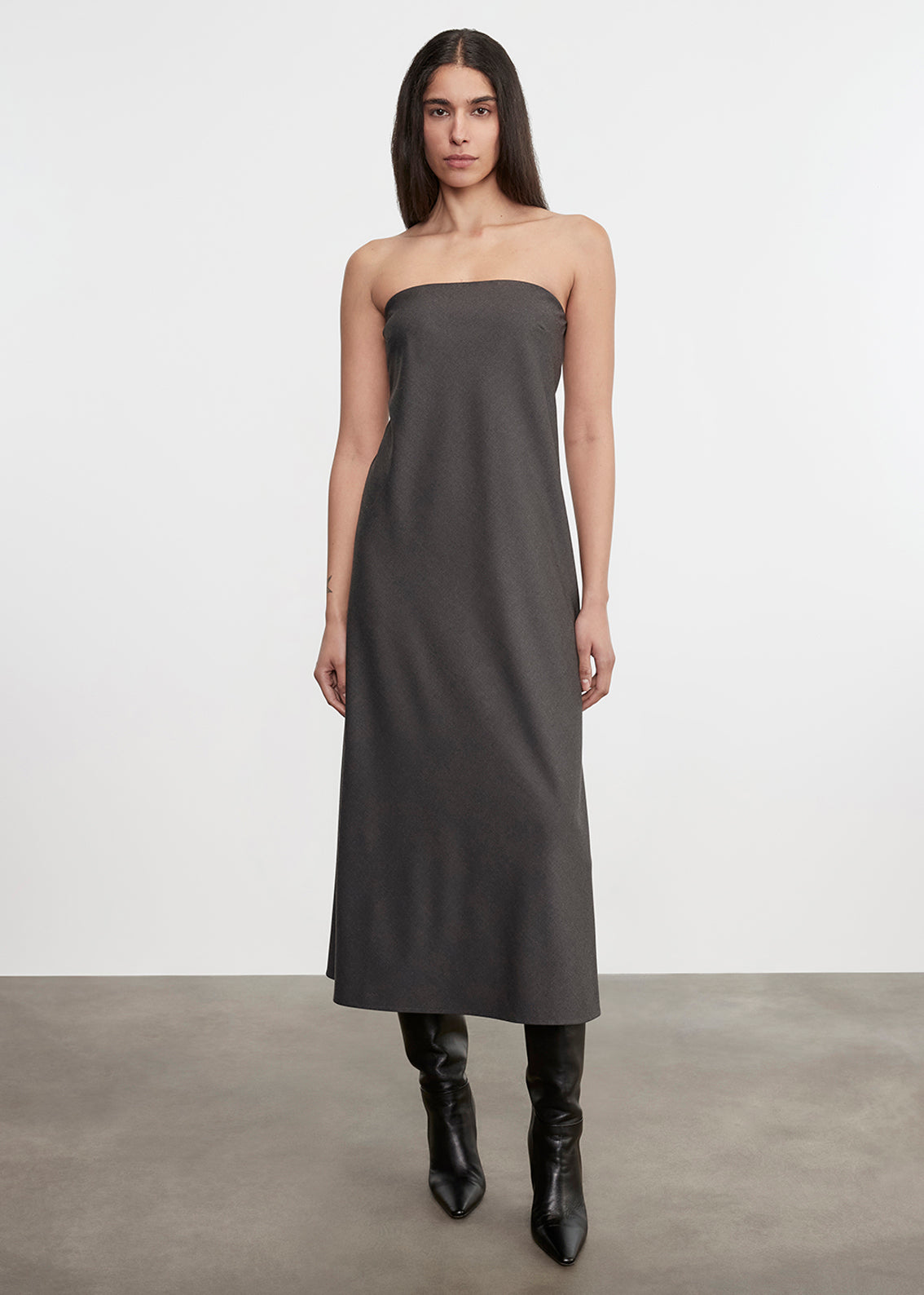 Easy Strapless Bias Dress | Charcoal