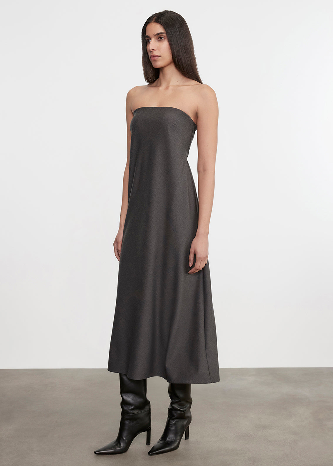 Easy Strapless Bias Dress | Charcoal