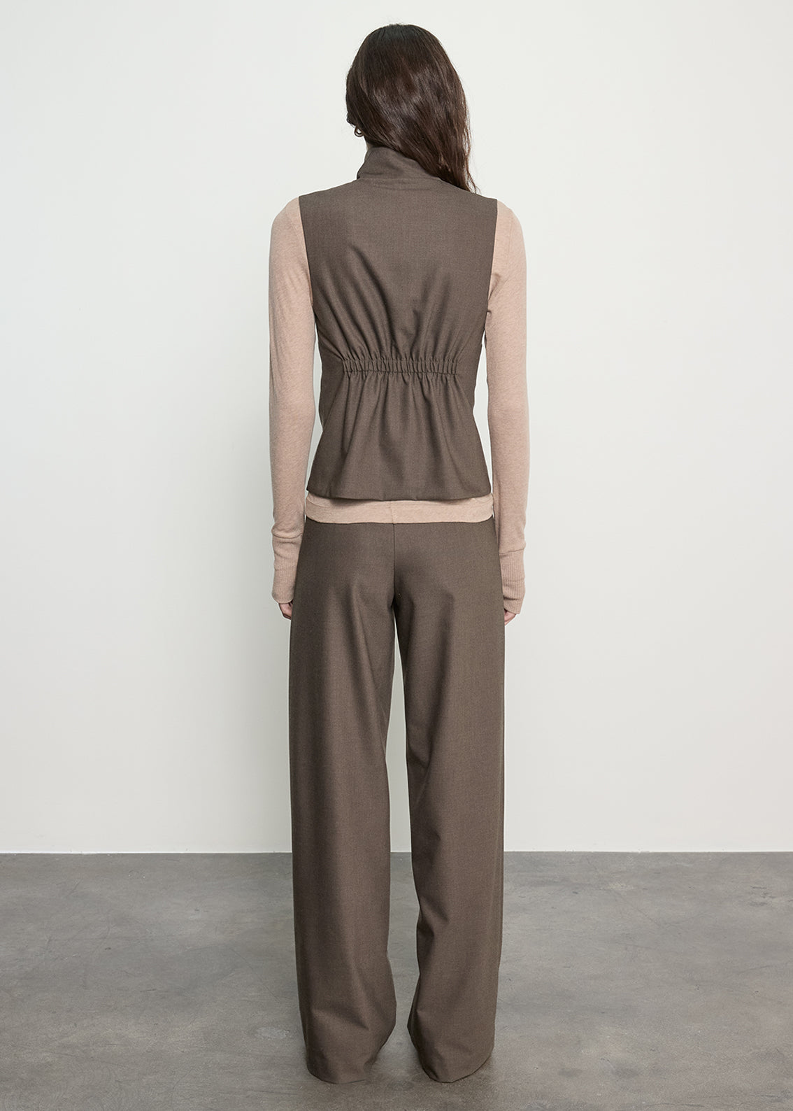 Suiting Hi-Neck Vest | Brown Heather