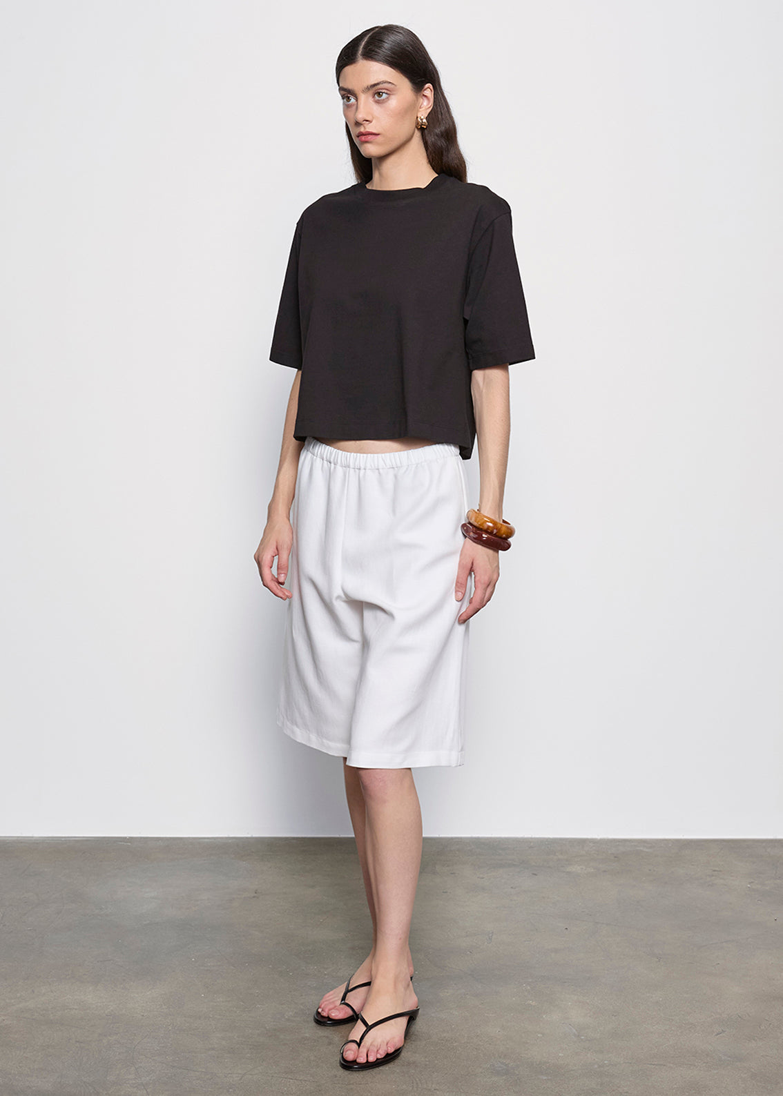 パンツ SADE : PT-25 Dress Twill Fabric Shorts Twill Bermuda Short | Off White – Enza Costa