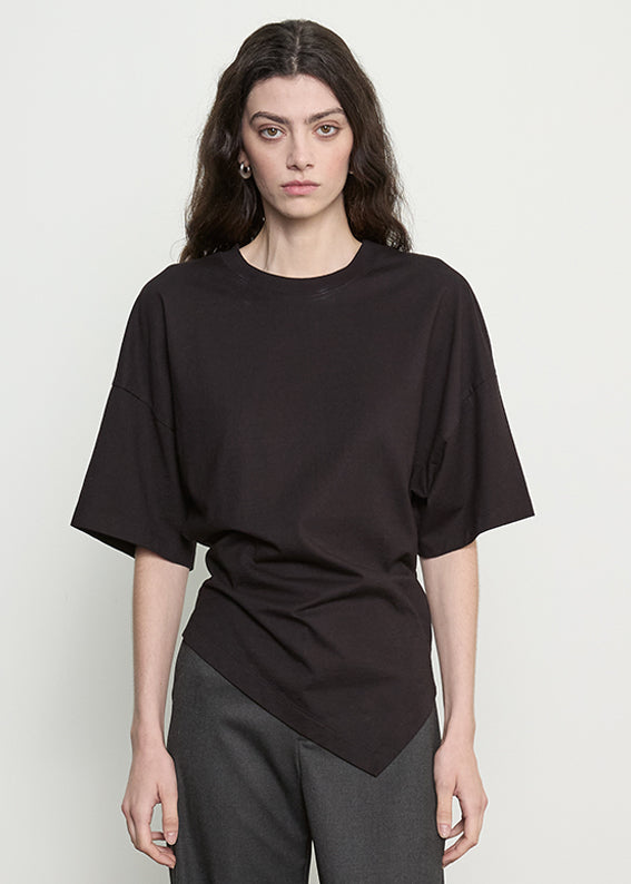 Supima Structured Jersey Asymm Tee | Black