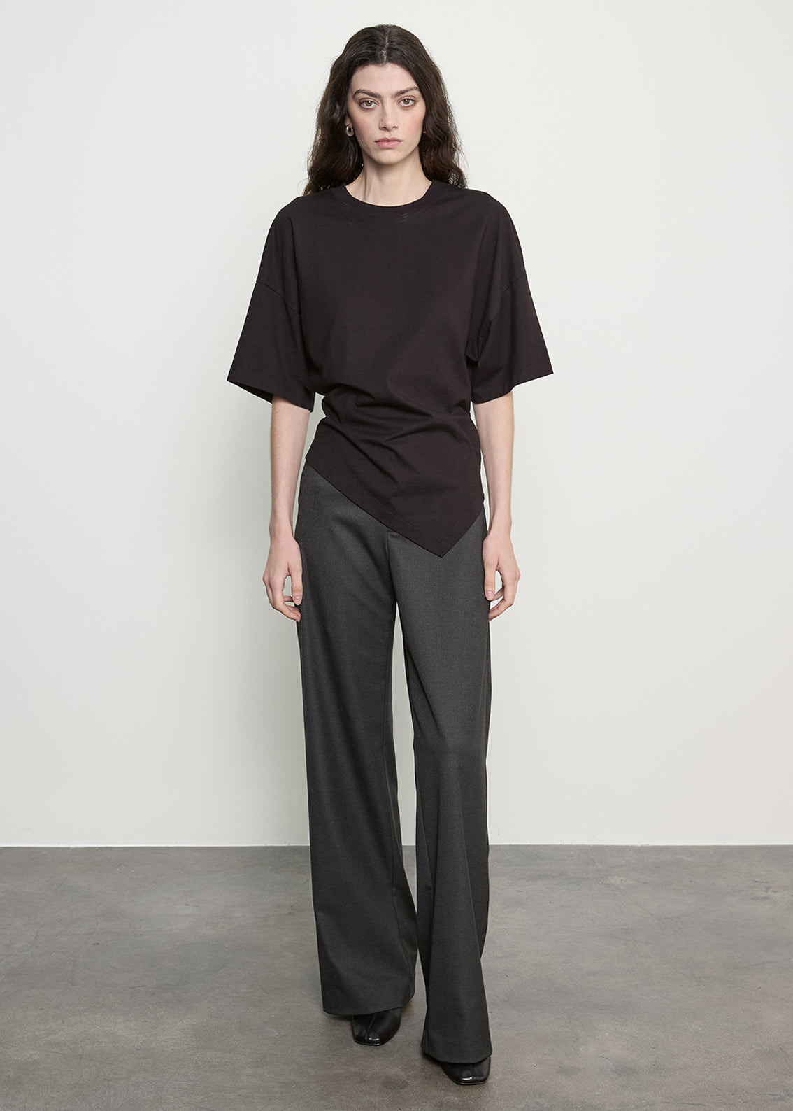 Supima Structured Jersey Asymm Tee | Black