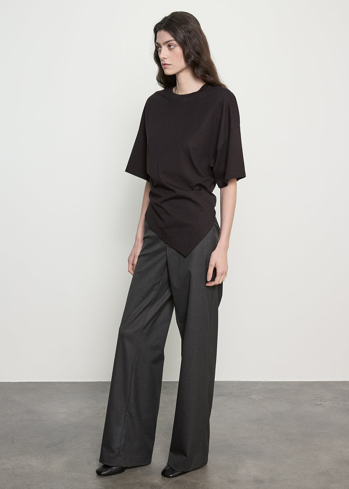 Supima Structured Jersey Asymm Tee | Black