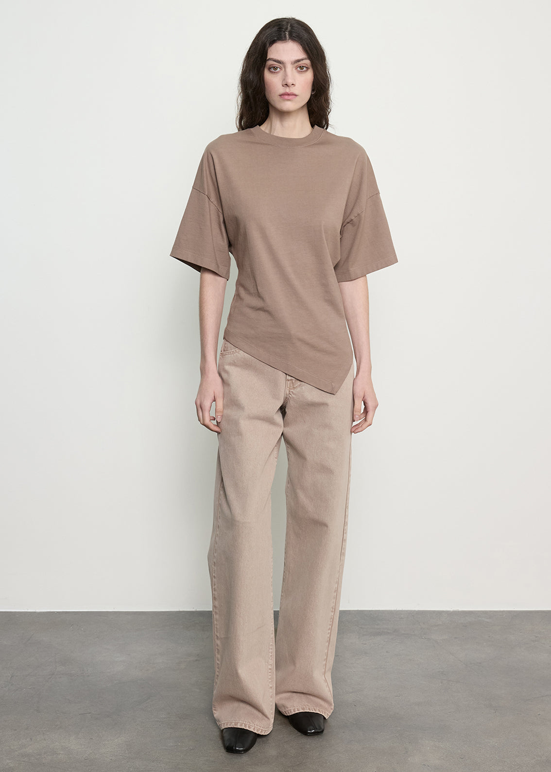 Supima Structured Jersey Asymm Tee | Walnut