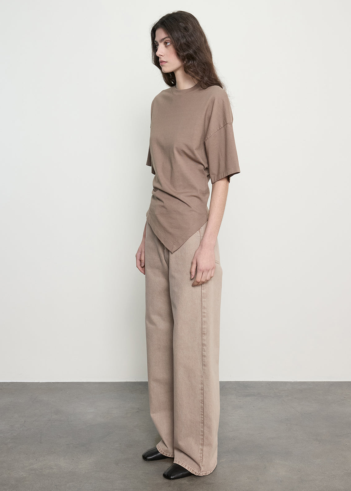 Supima Structured Jersey Asymm Tee | Walnut