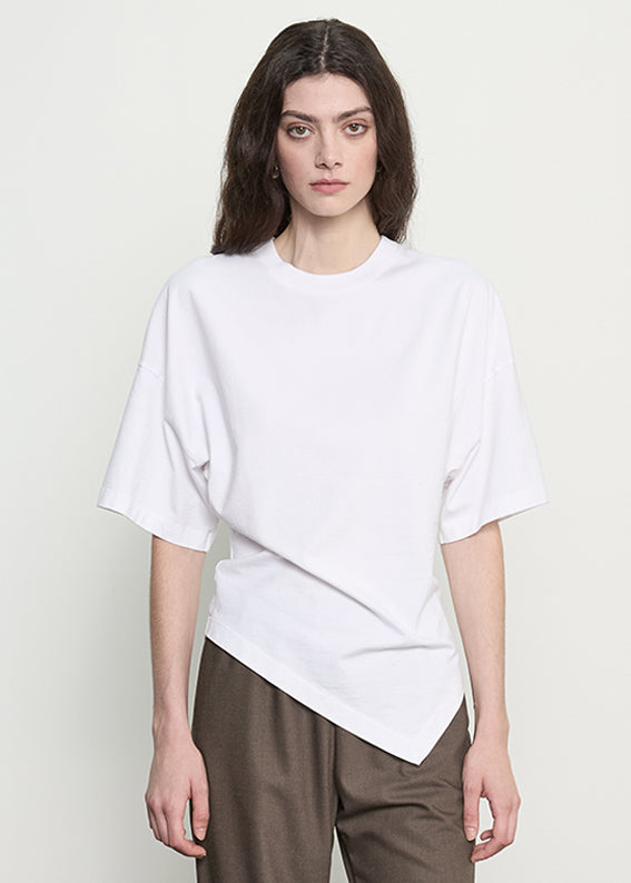 Supima Structured Jersey Asymm Tee | White