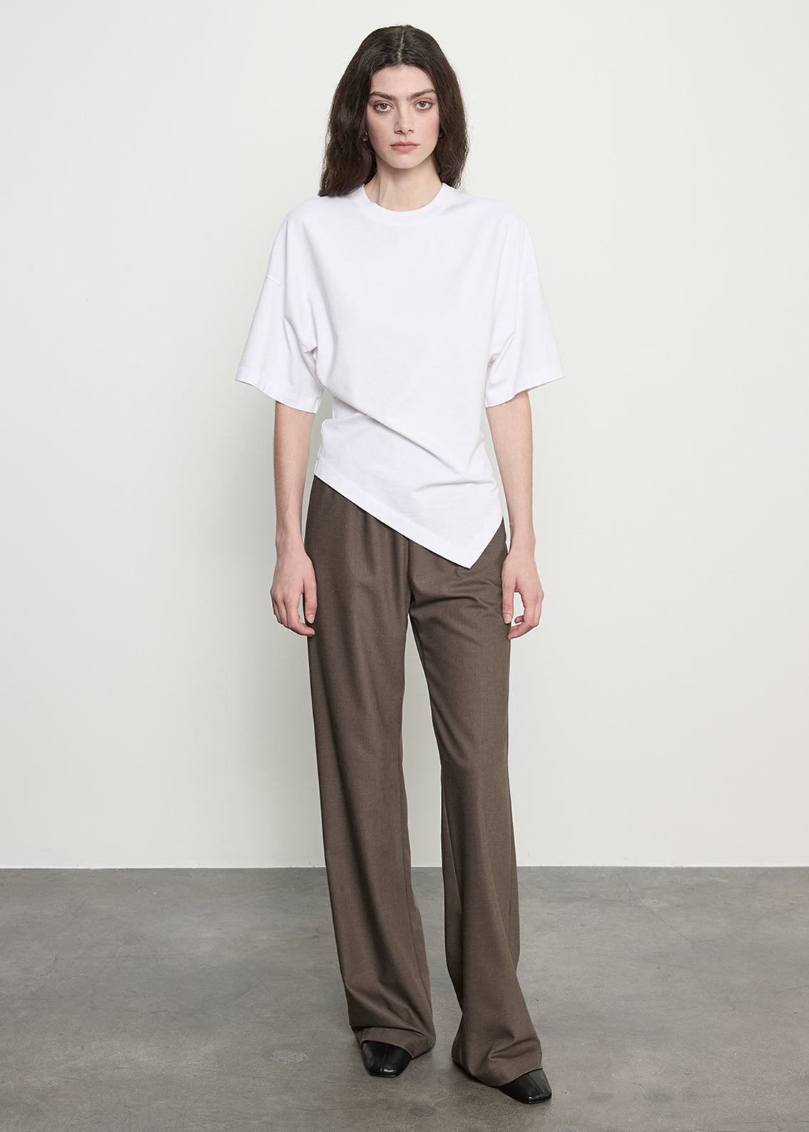 Supima Structured Jersey Asymm Tee | White