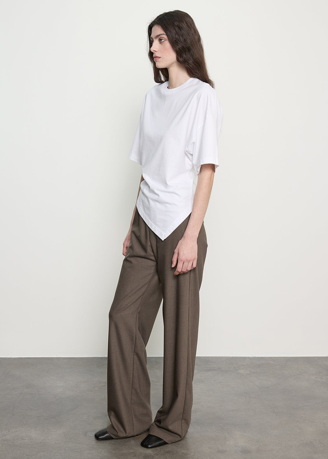 Supima Structured Jersey Asymm Tee | White