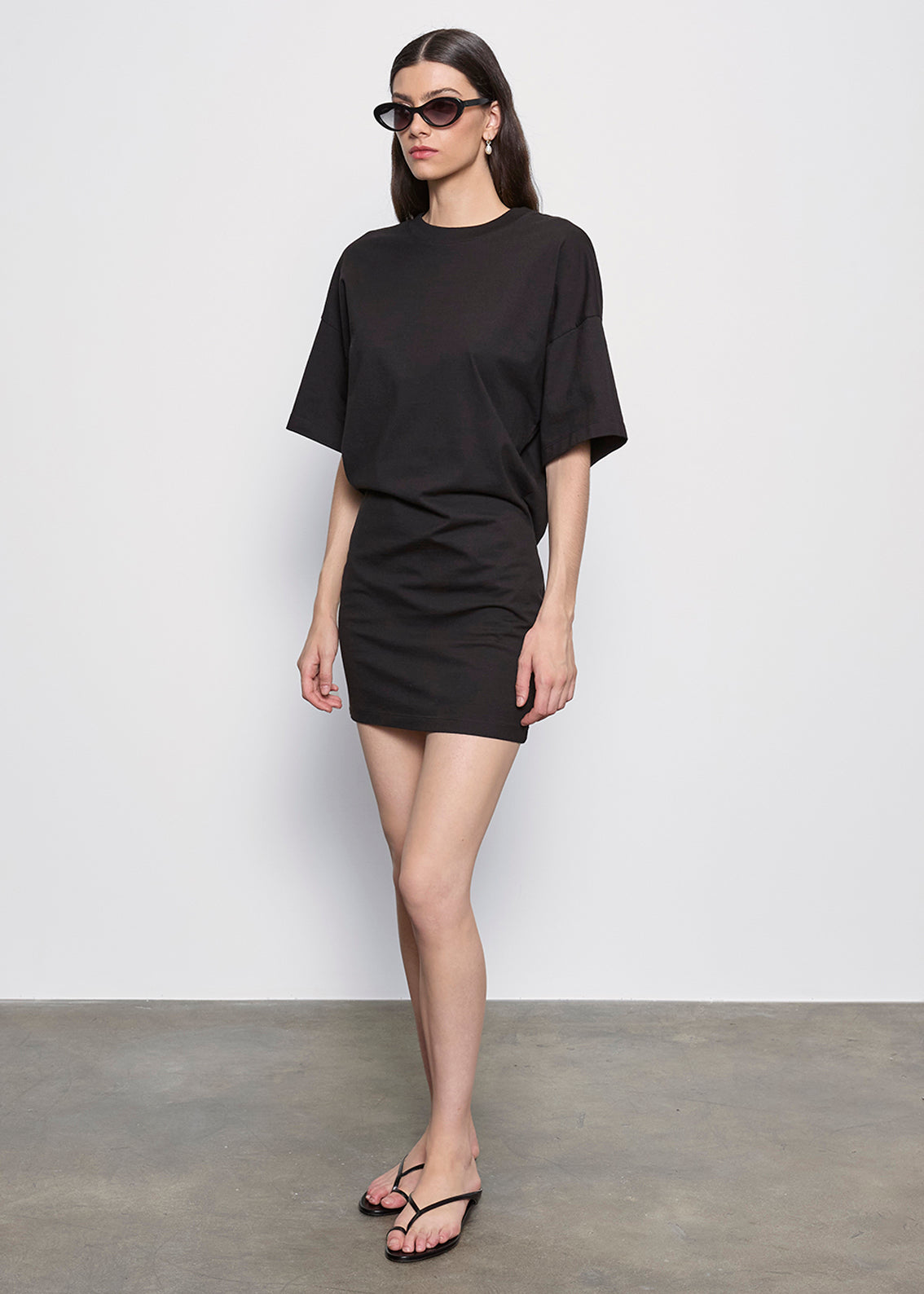 S/S Supima Curve Mini Dress | Black Enza Costa S/S Supima Curve Mini Dress | Black Enza Costa