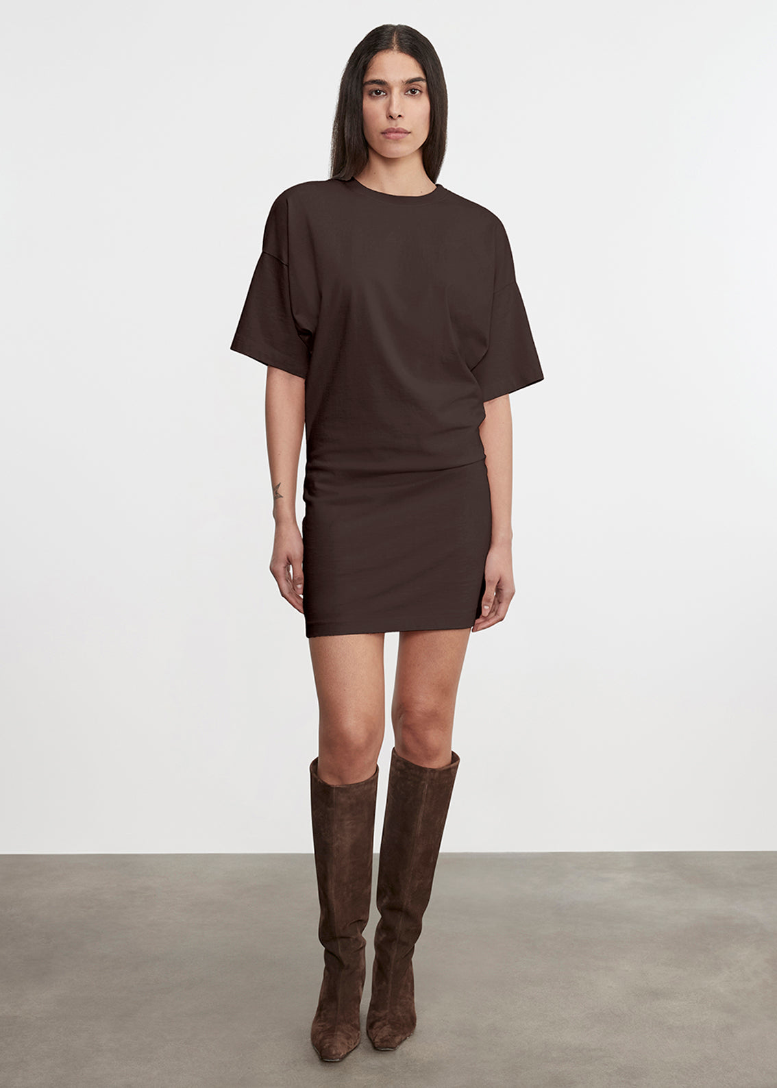 S/S Supima Curve Mini Dress | Coffee Bean