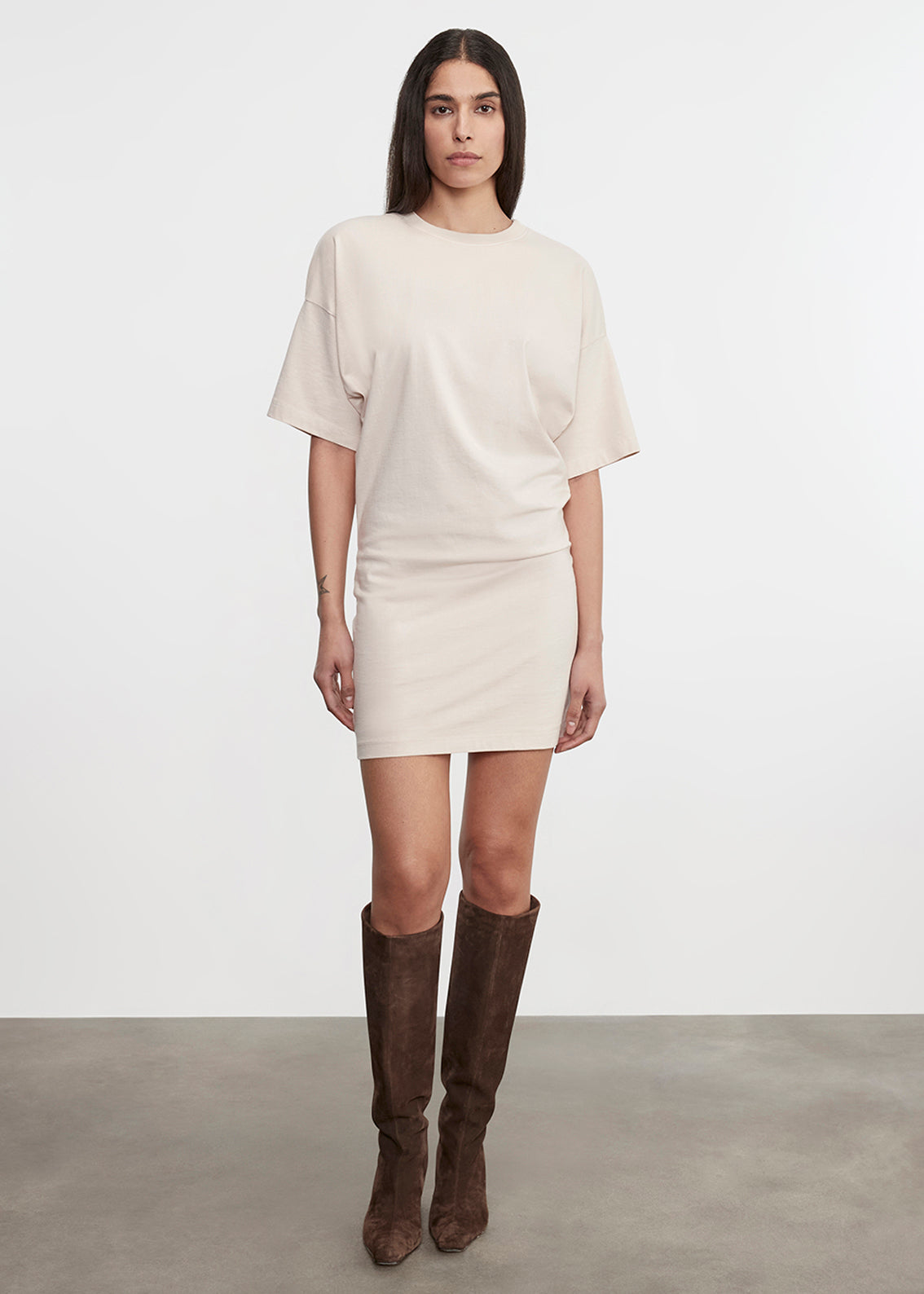 S/S Supima Curve Mini Dress | Parchment