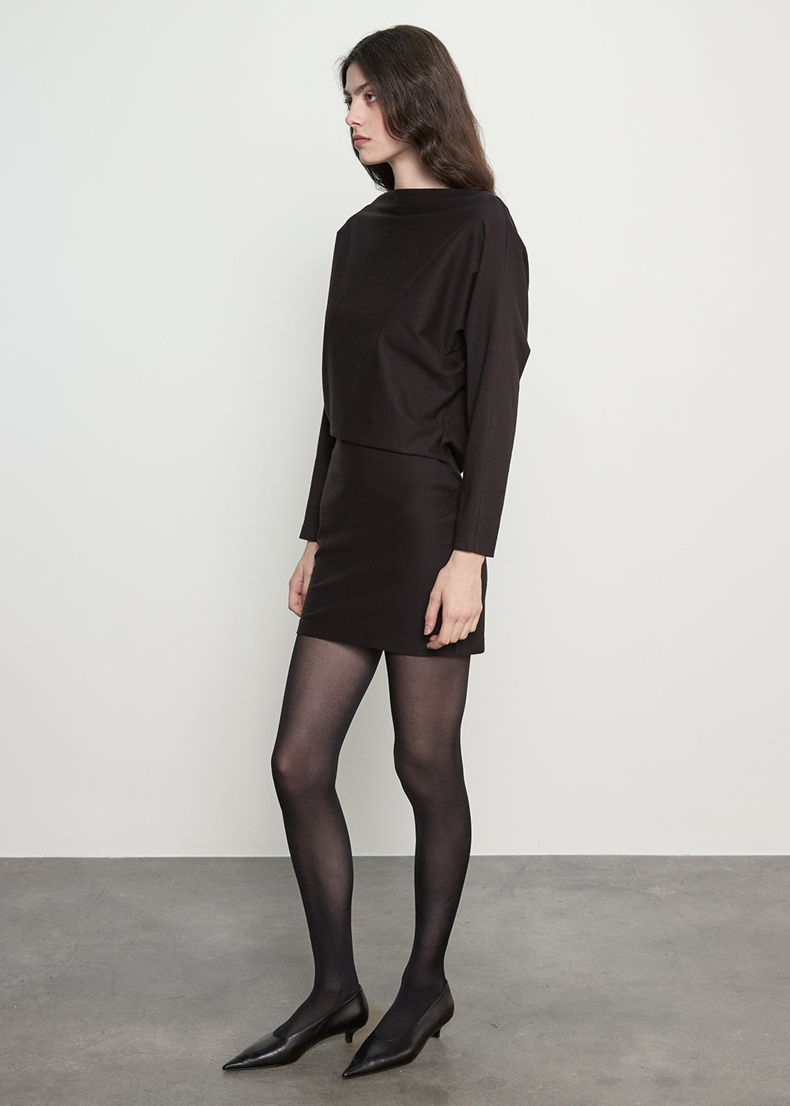 Supima Structured Jersey Dolman Curve Dress | Black