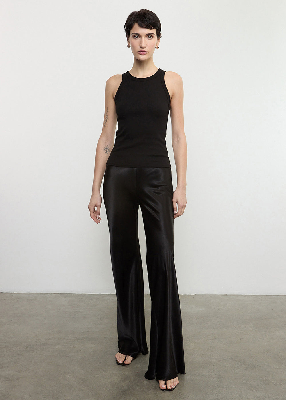 Bias-cut satin trousers