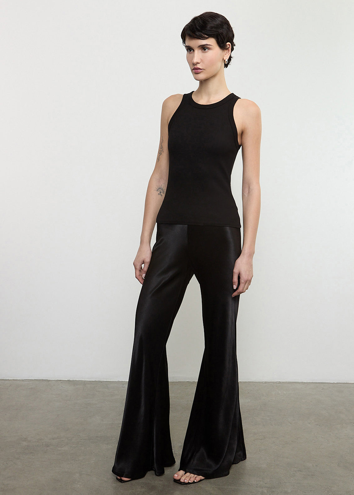 Satin Bias Cut Pant | Black