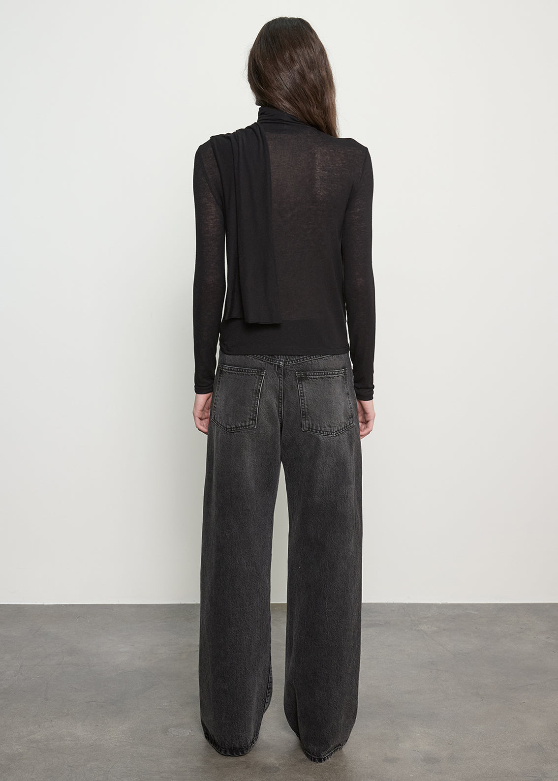 Sheer Cashmere Jersey Bandana Turtleneck | Black