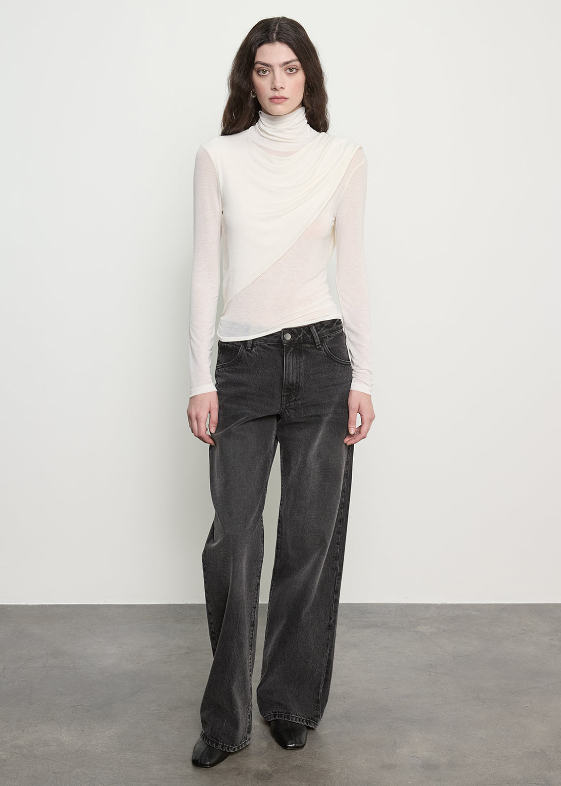 Sheer Cashmere Jersey Bandana Turtleneck | Off White