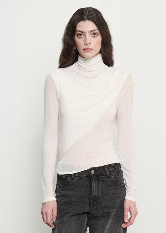 Sheer Cashmere Jersey Bandana Turtleneck | Off White