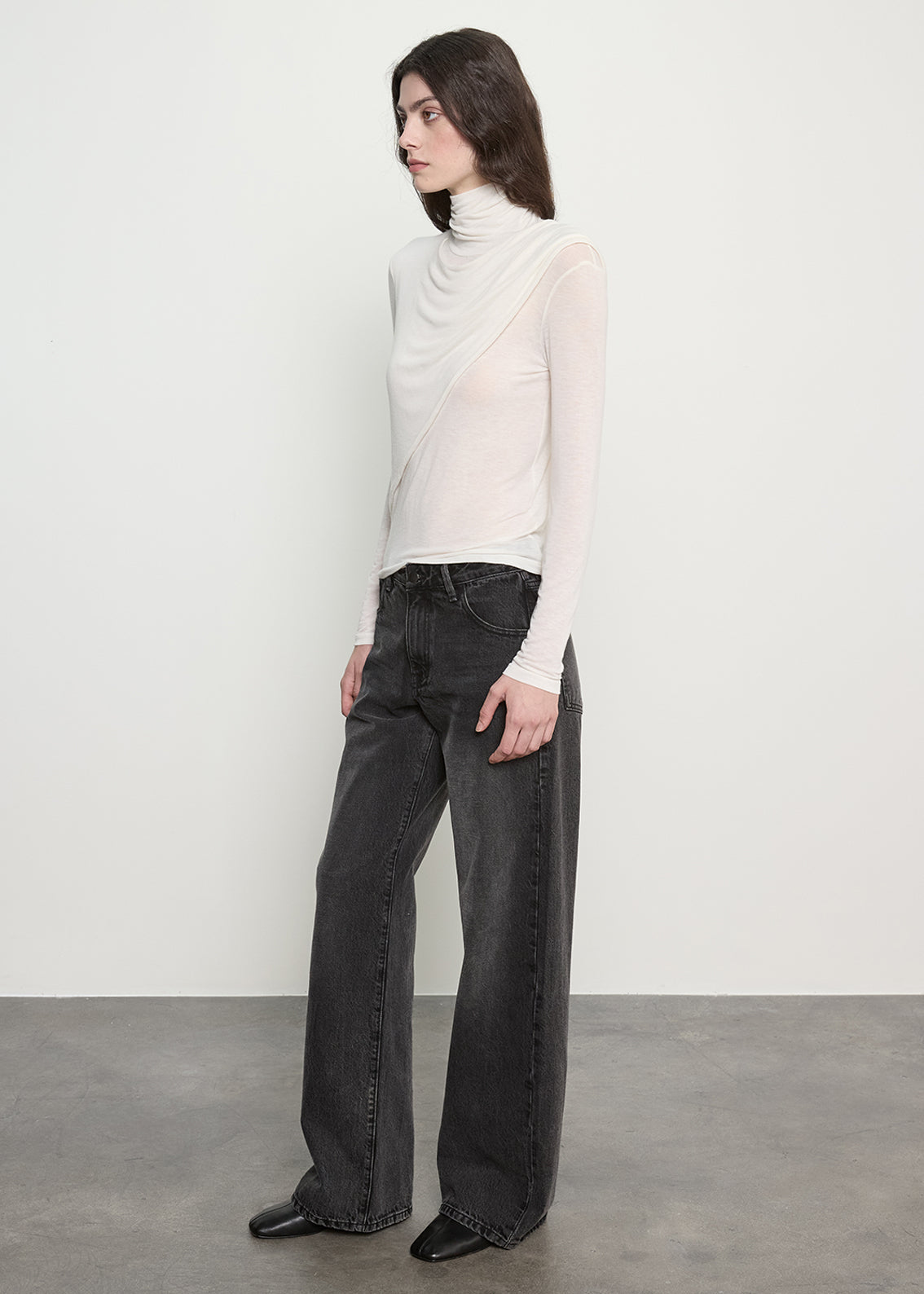 Sheer Cashmere Jersey Bandana Turtleneck | Off White