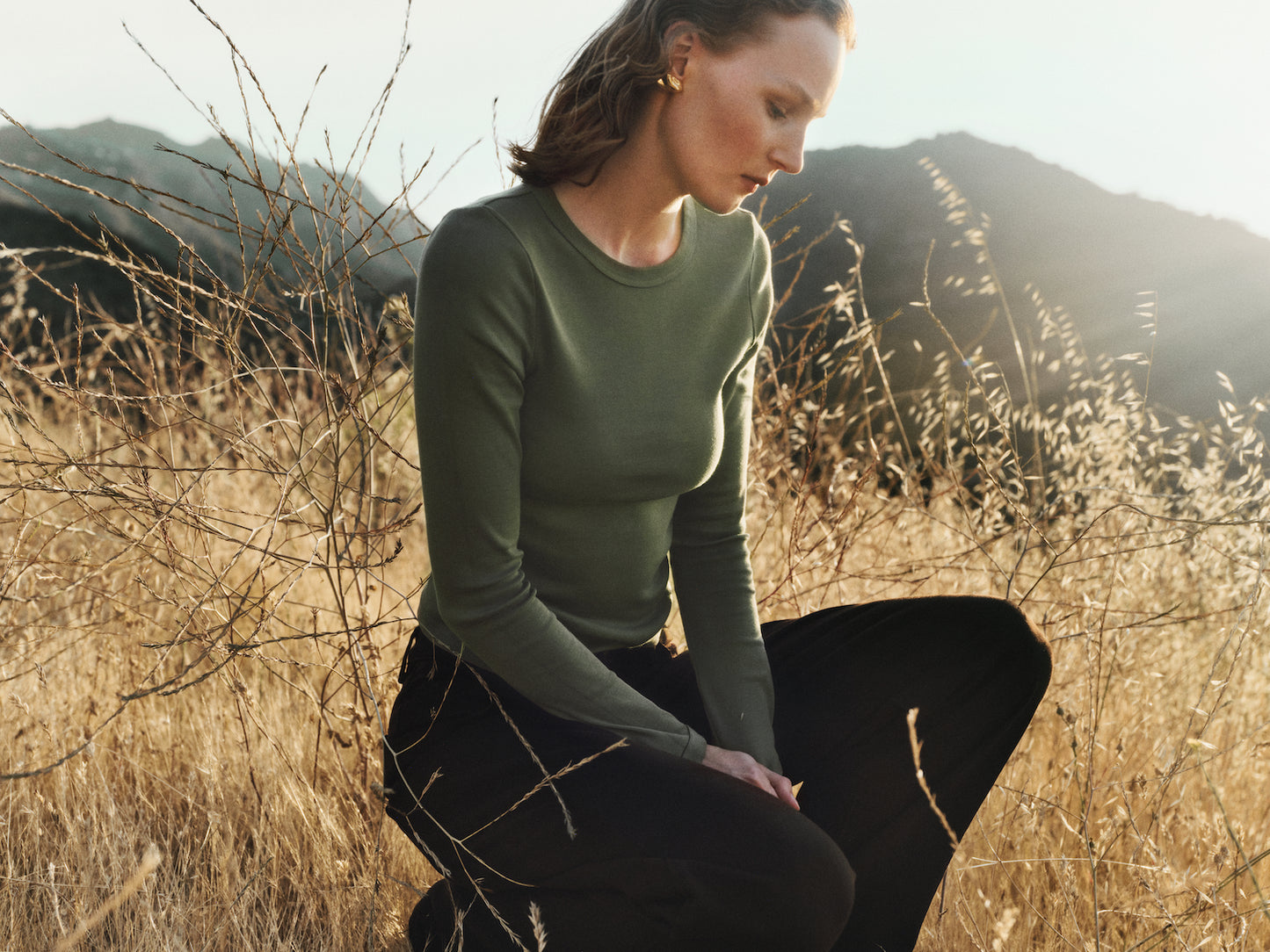 Supima Cotton New Classic L/S Tee | Olive Stone