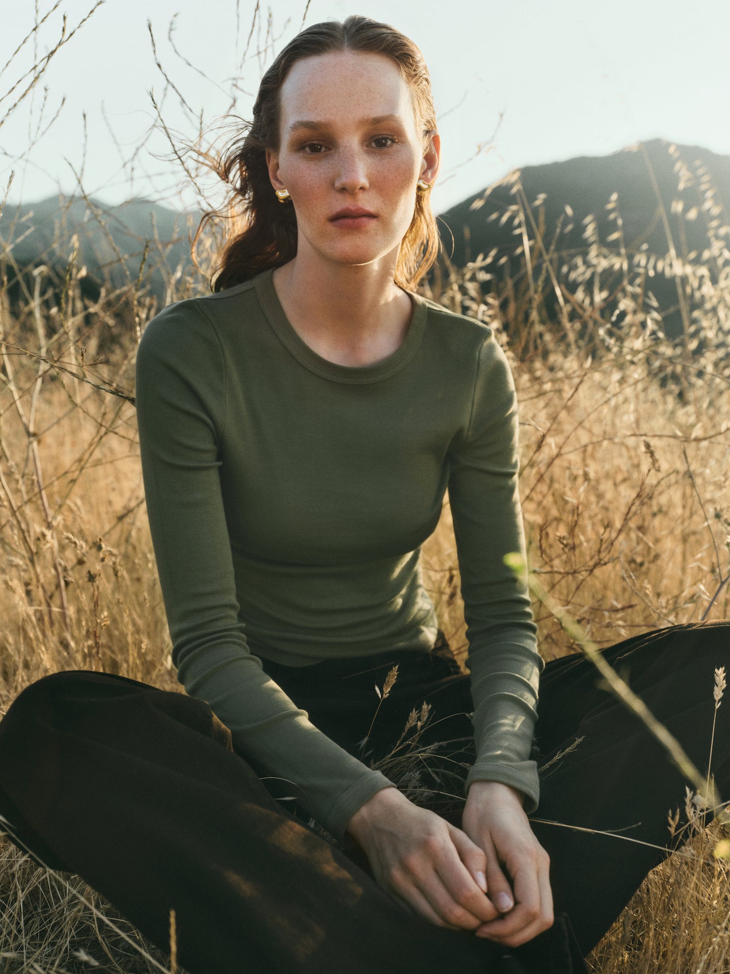 Supima Cotton New Classic L/S Tee | Olive Stone