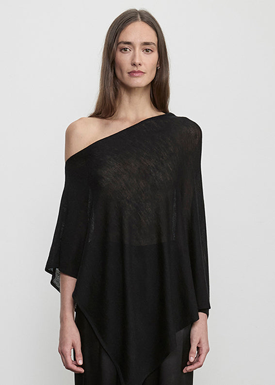 Tissue Cashmere Poncho | Black