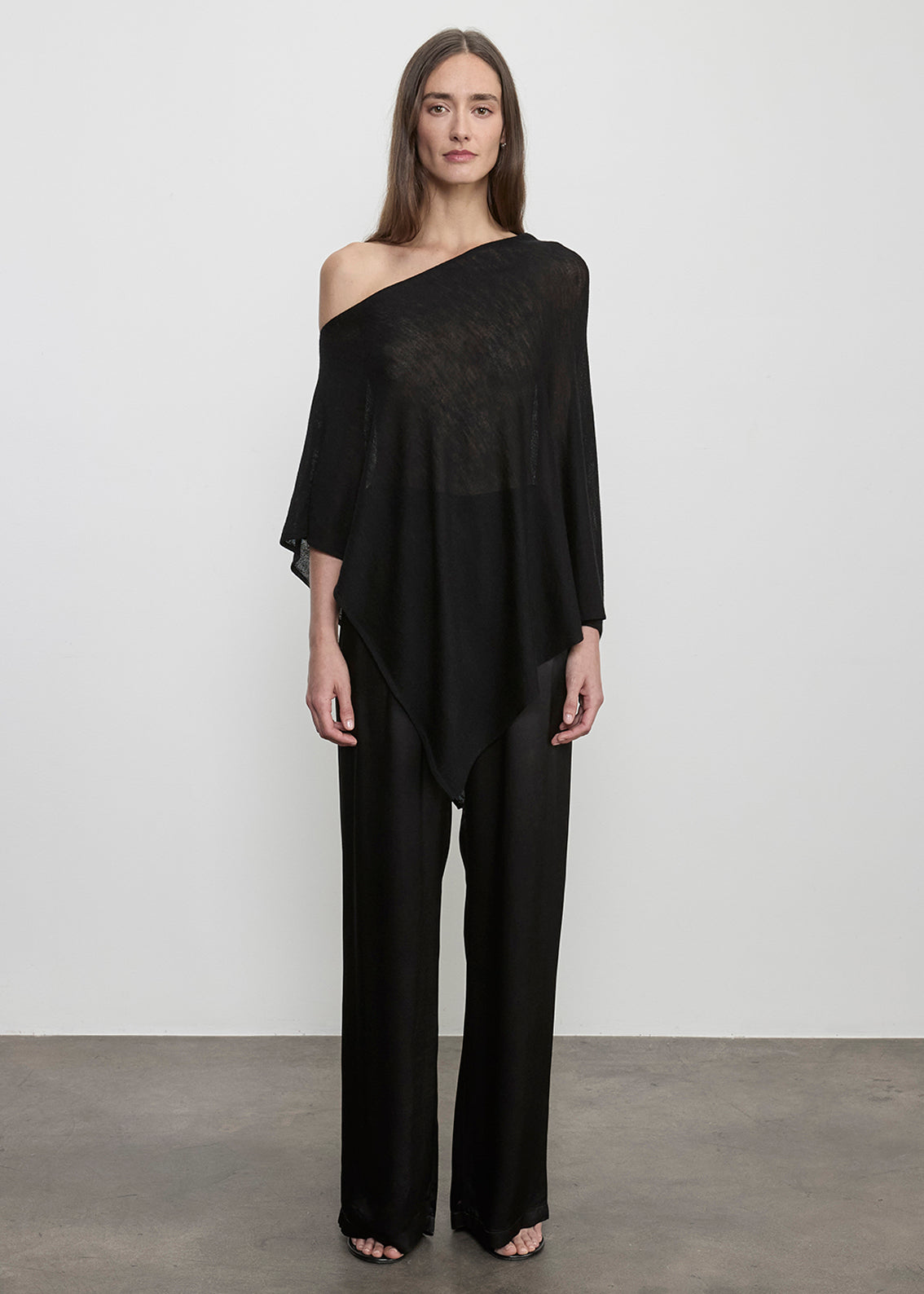 Tissue Cashmere Poncho | Black