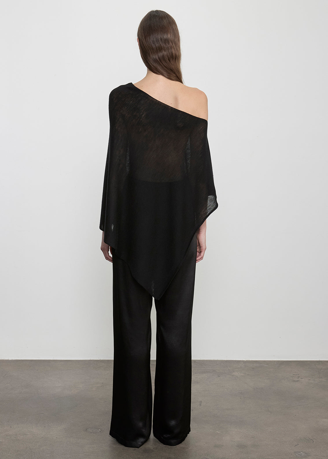 Tissue Cashmere Poncho | Black