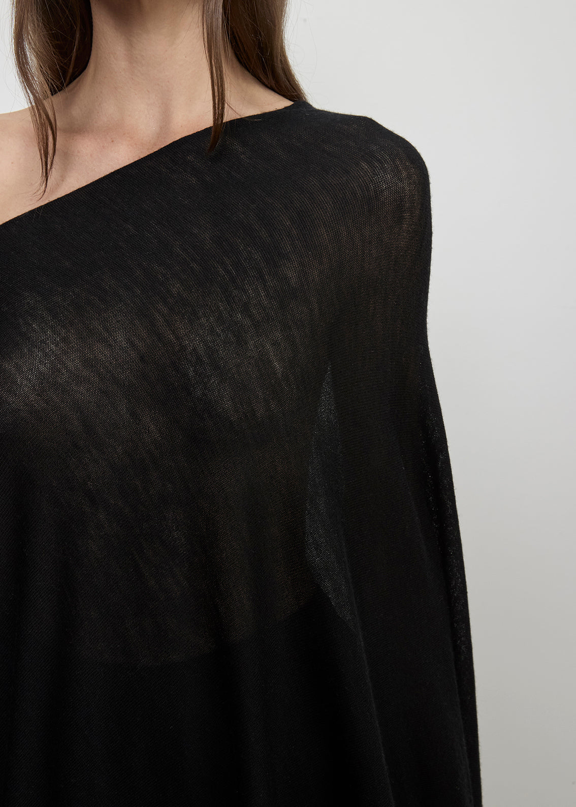 Tissue Cashmere Poncho | Black