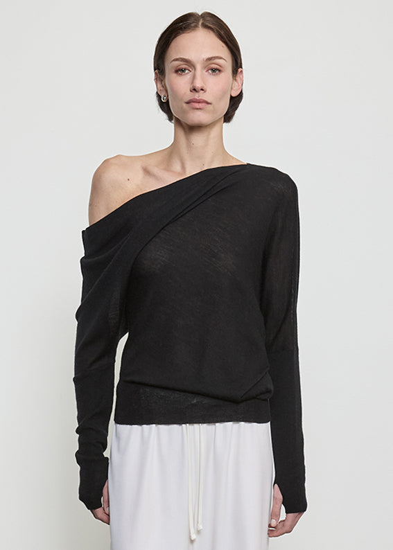 Tissue Cashmere Slouch Sweater | Black