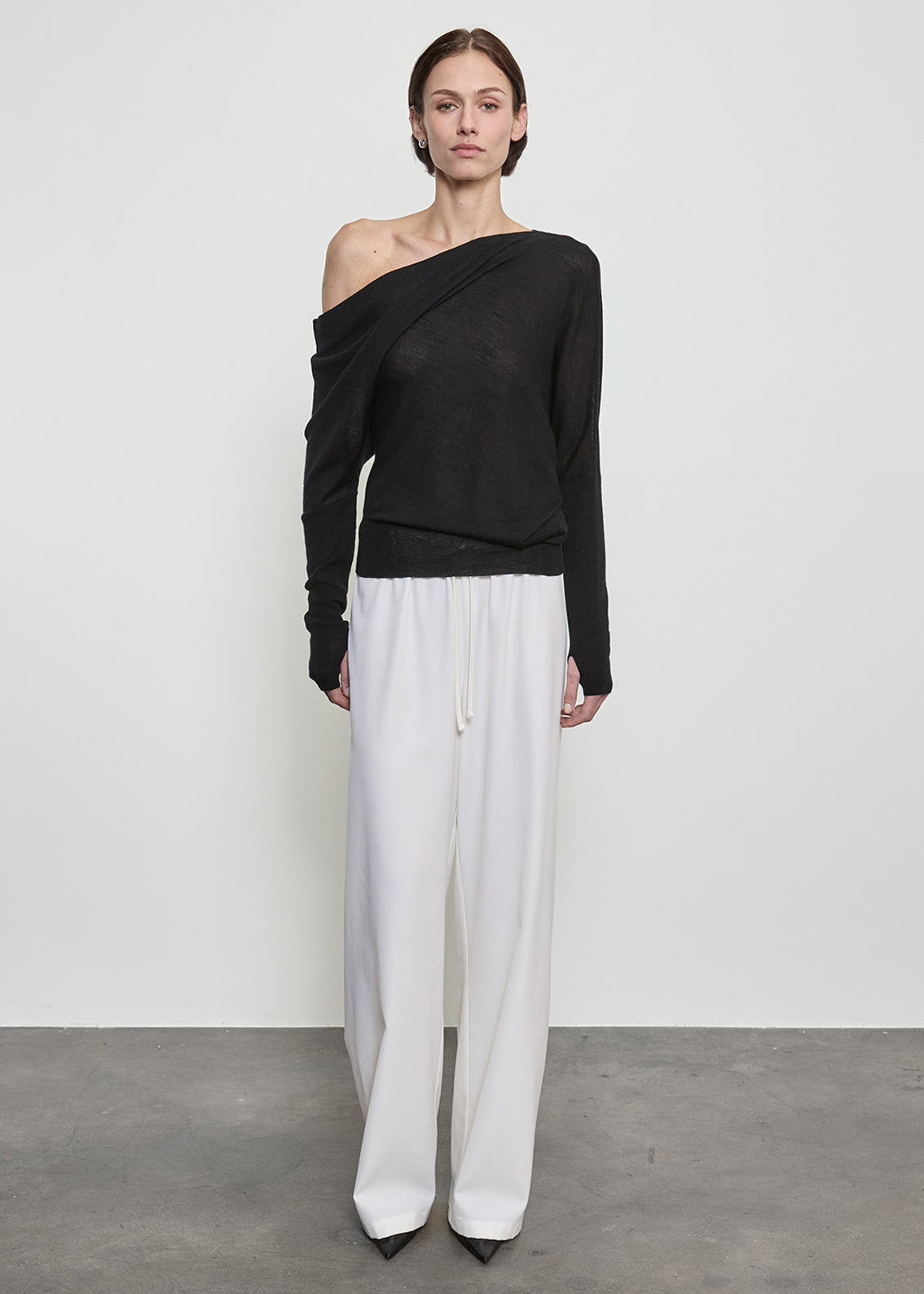 Tissue Cashmere Slouch Sweater | Black