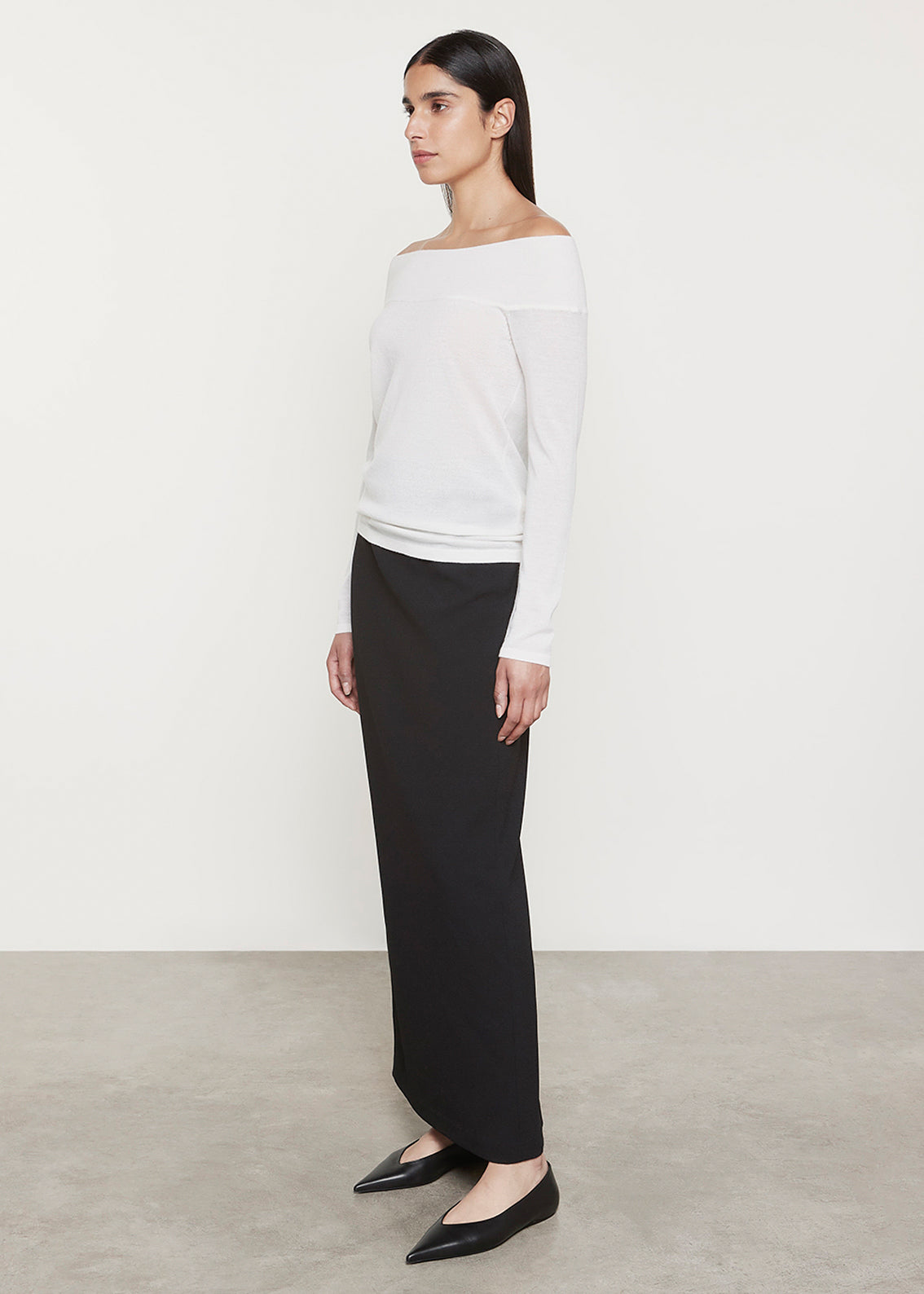 Tissue Cashmere Exposed Shoulder Sweater | Undyed