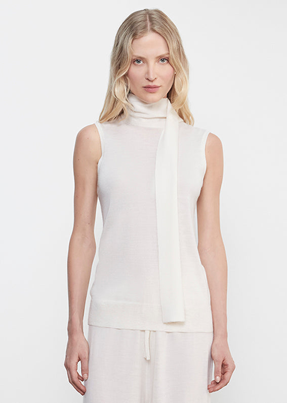 Tissue Cashmere Sleeveless Scarf Sweater | Undyed