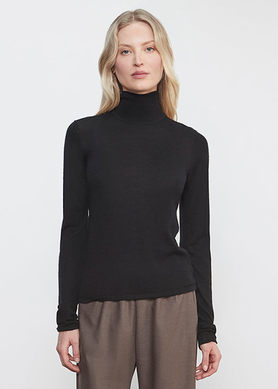 Tissue Cashmere Turtleneck | Black