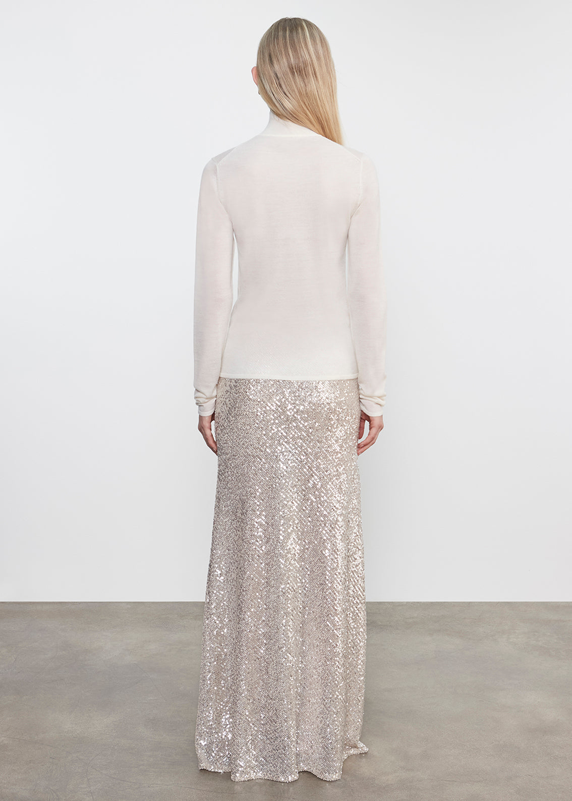 Sequin Full Length Skirt | Silver
