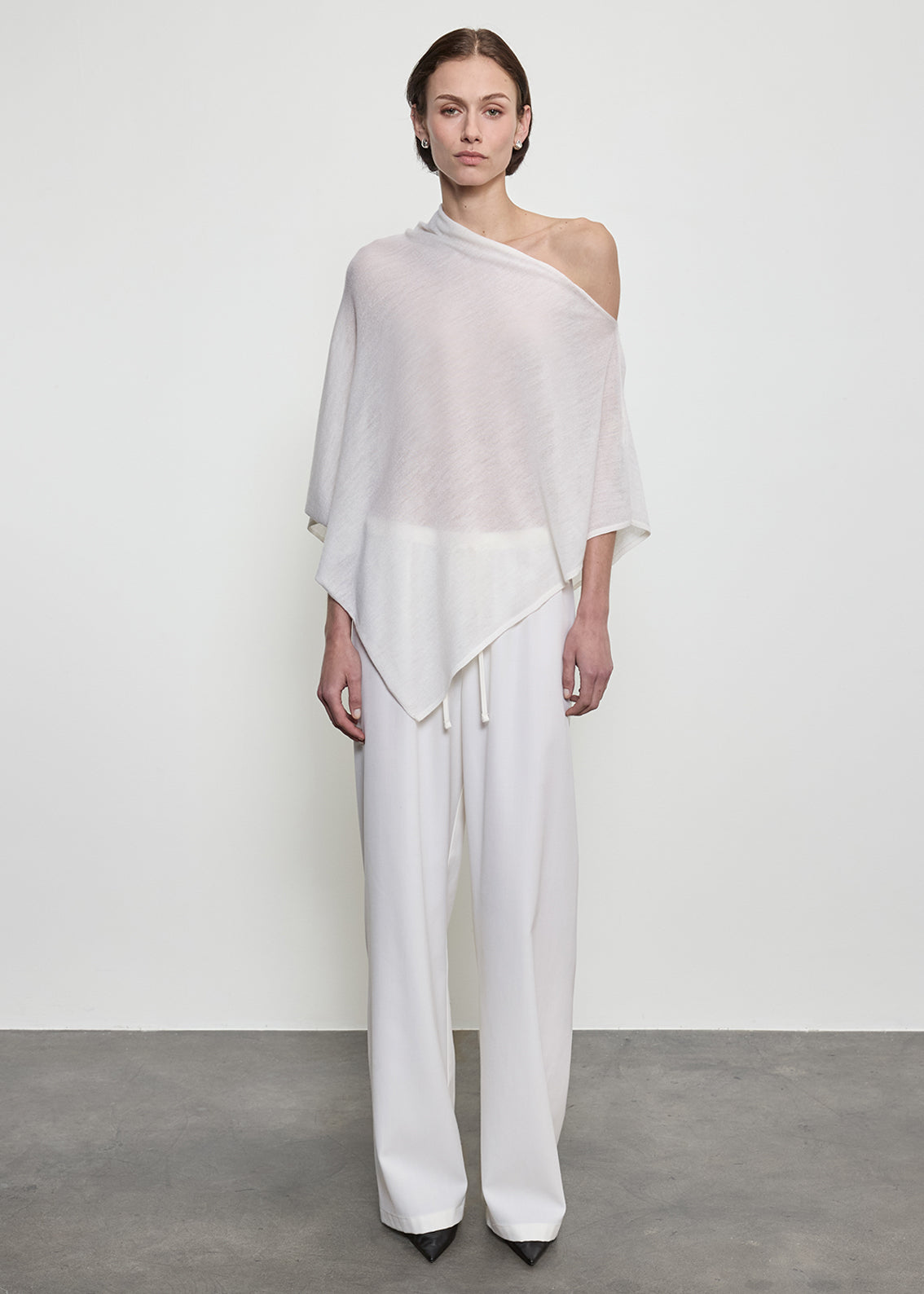 Tissue Cashmere Poncho | Chalk