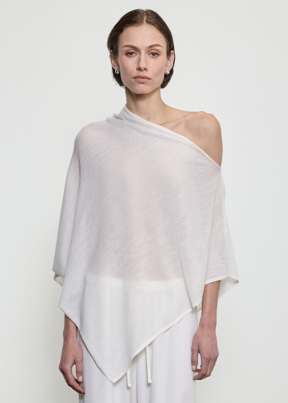 Tissue Cashmere Poncho | Chalk