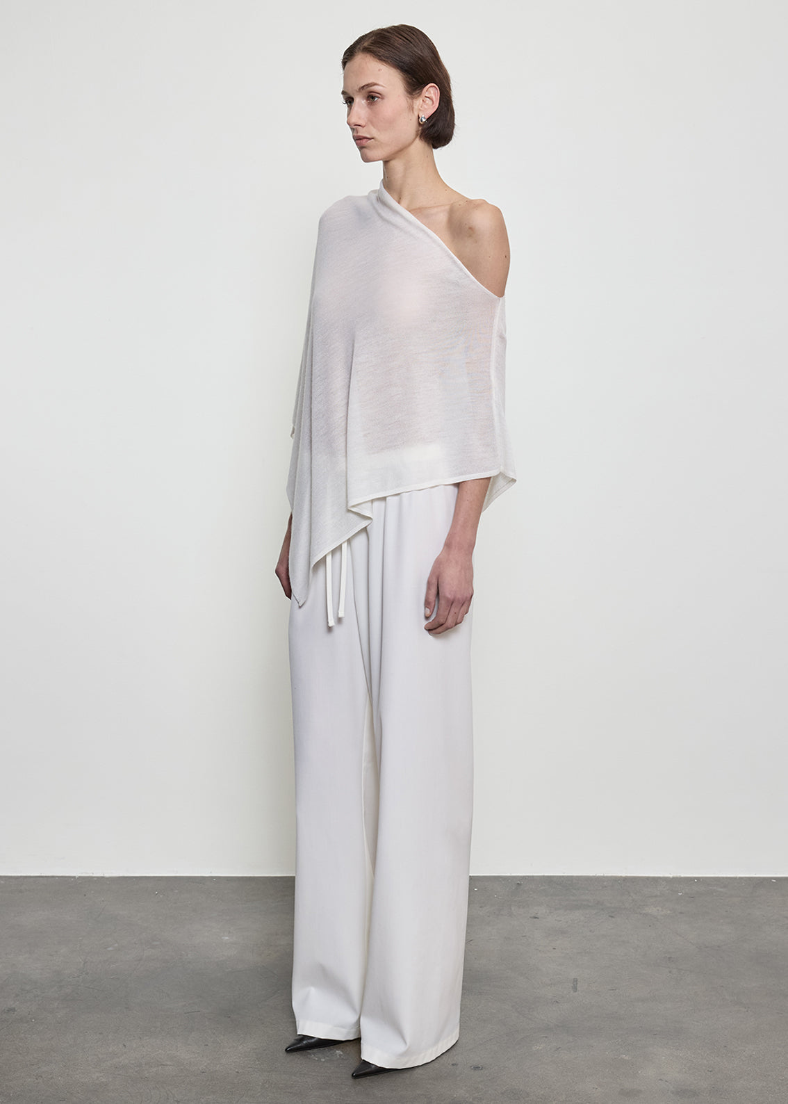 Tissue Cashmere Poncho | Chalk