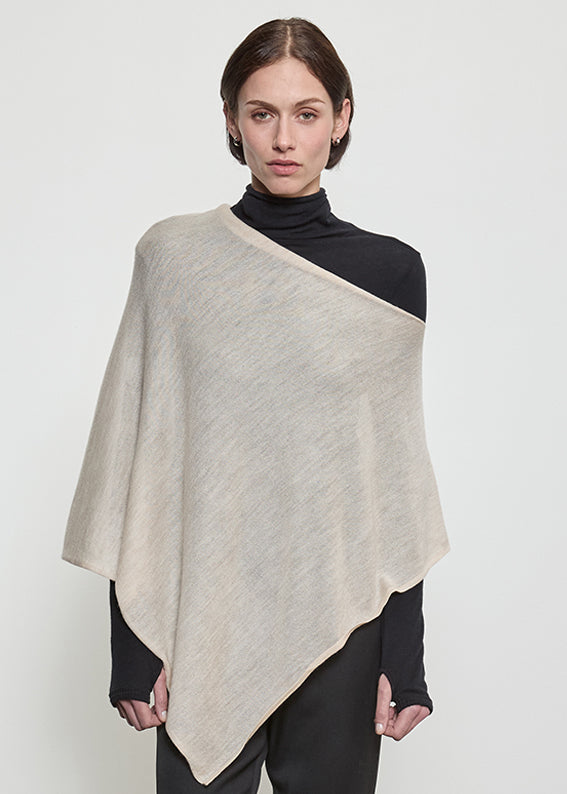Tissue Cashmere Poncho | Light Beige