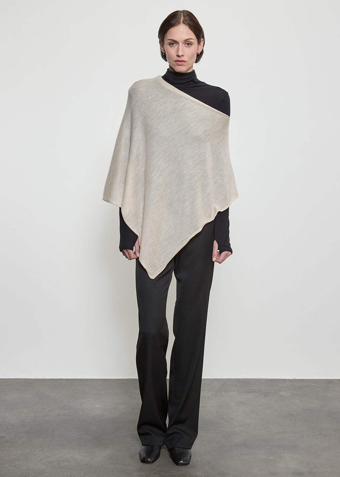 Tissue Cashmere Poncho | Light Beige