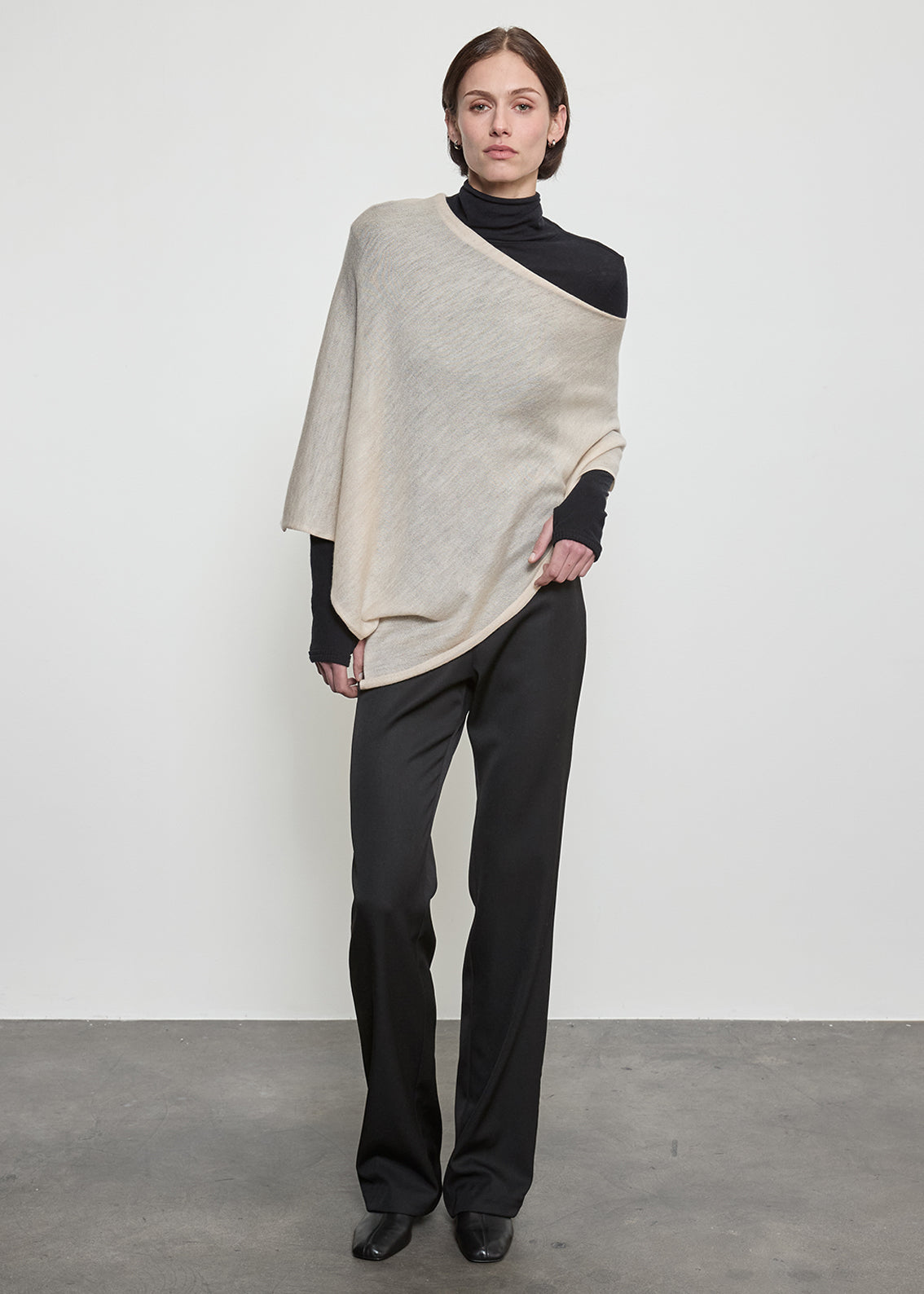 Tissue Cashmere Poncho | Light Beige