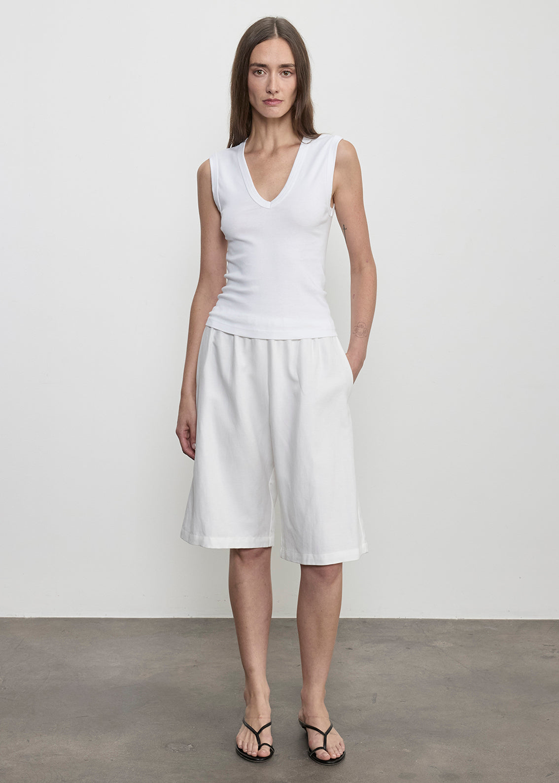 Supima Cotton Sleeveless V | White