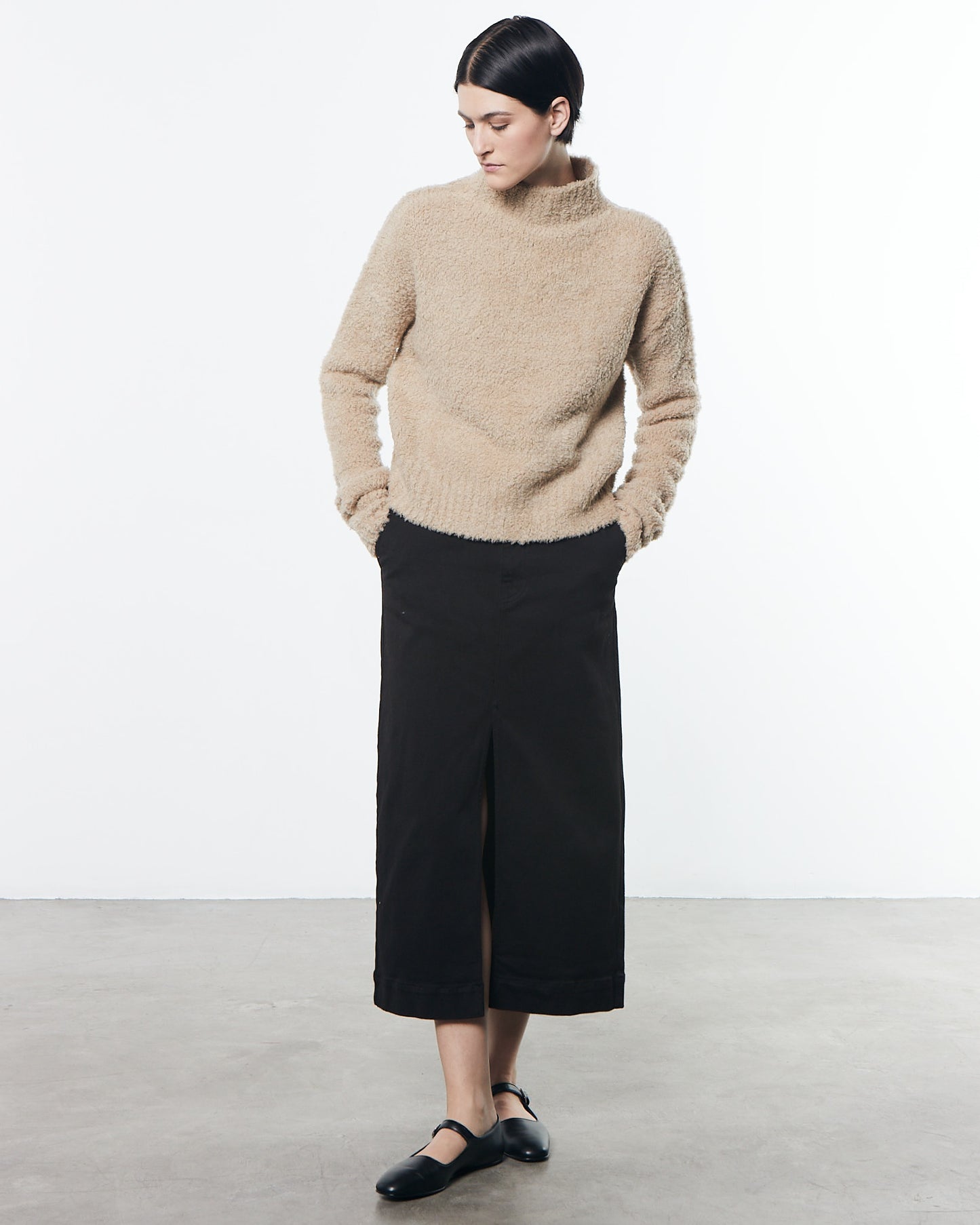 Cropped mockneck sweater - clay
