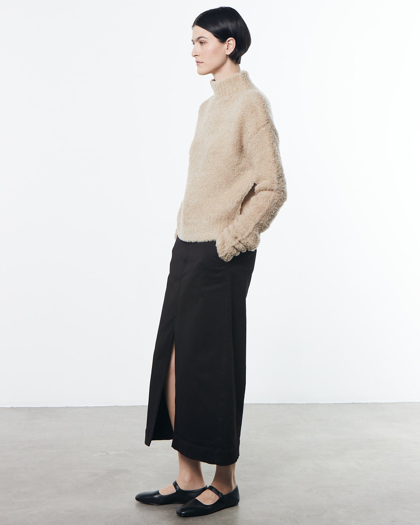 cropped mockneck sweater - clay 