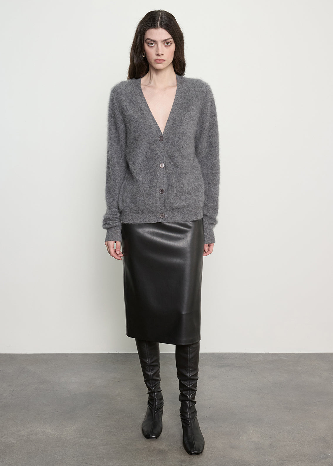 Mink Wash Cashmere Cardigan | Pewter
