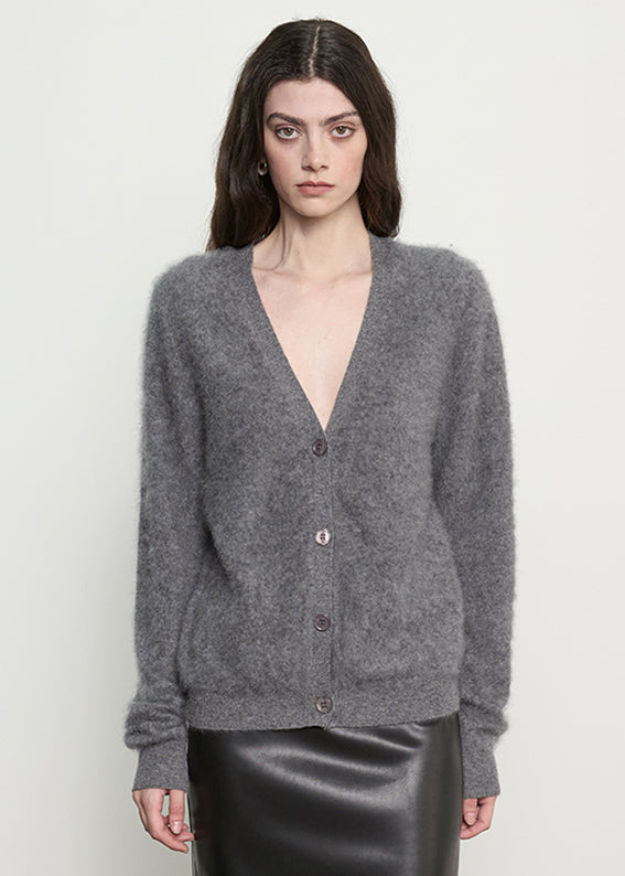 Mink Wash Cashmere Cardigan | Pewter